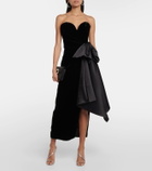 Rasario Bow-detail velvet midi dress