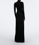 David Koma Draped floral-appliqué gown
