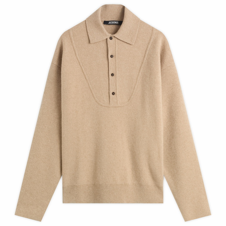 Photo: Jacquemus Men's Wool Cashmere Knitted Polo in Beige