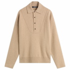Jacquemus Men's Wool Cashmere Knitted Polo in Beige