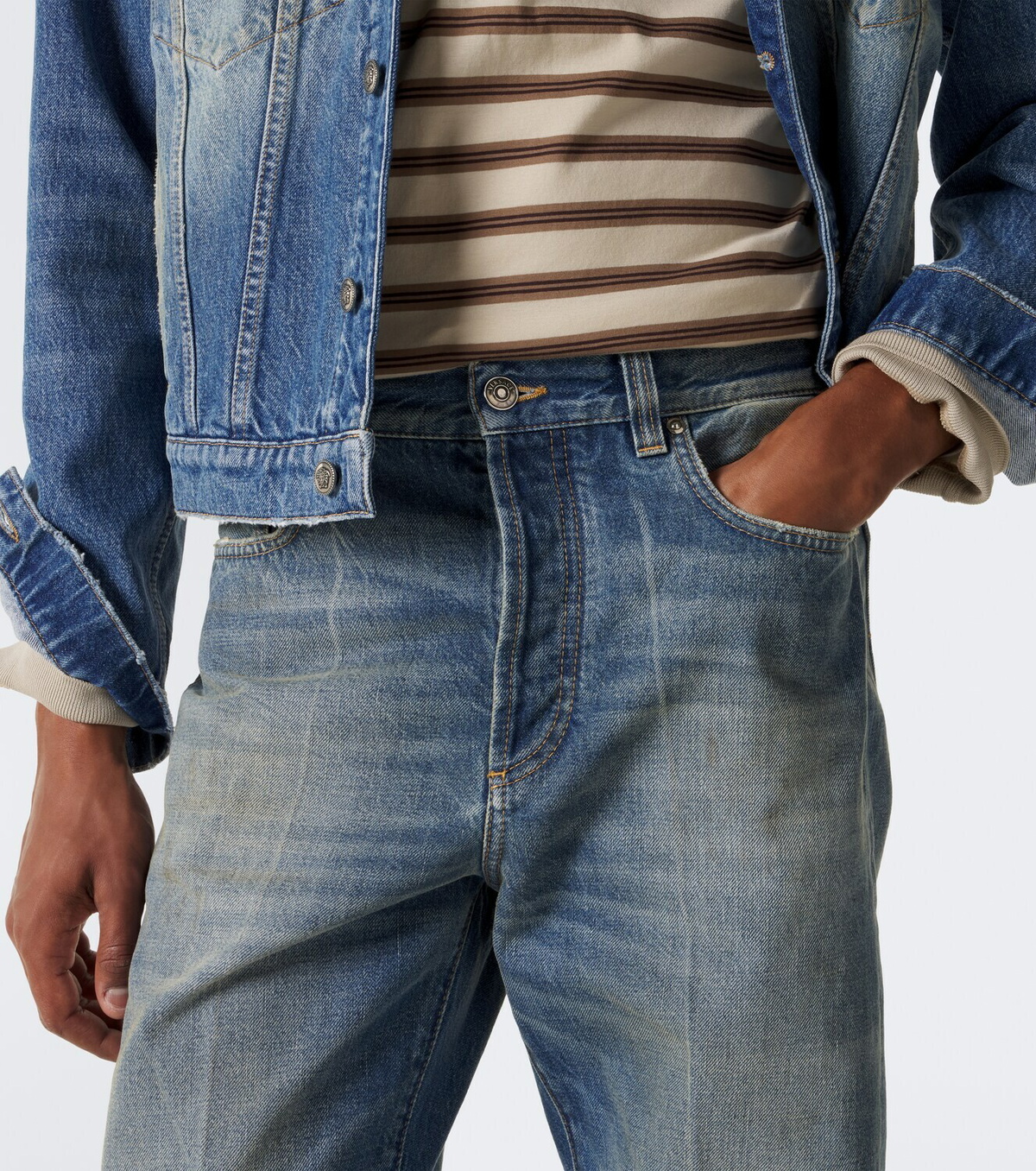 Versace Distressed straight jeans