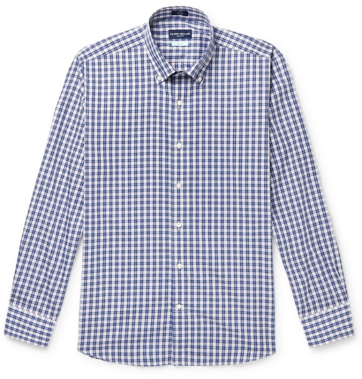 Photo: Peter Millar - Tides Slim-Fit Button-Down Collar Checked Cotton Shirt - Blue