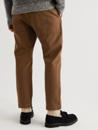 Barena - Cropped Straight-Leg Herringbone Cotton Trousers - Brown
