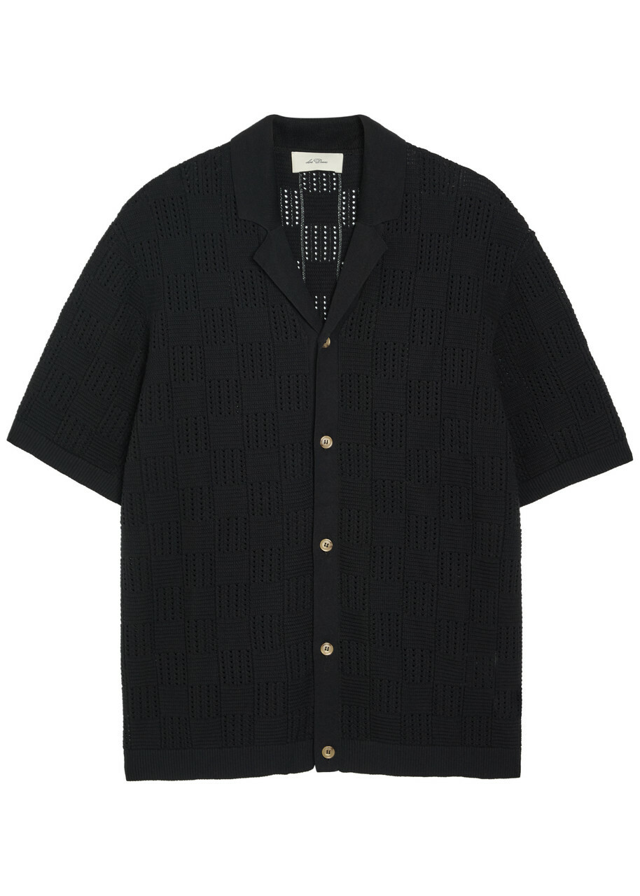 Les Deux Checked-weave Cotton-knit Shirt Black