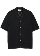 Les Deux Checked-weave Cotton-knit Shirt Black