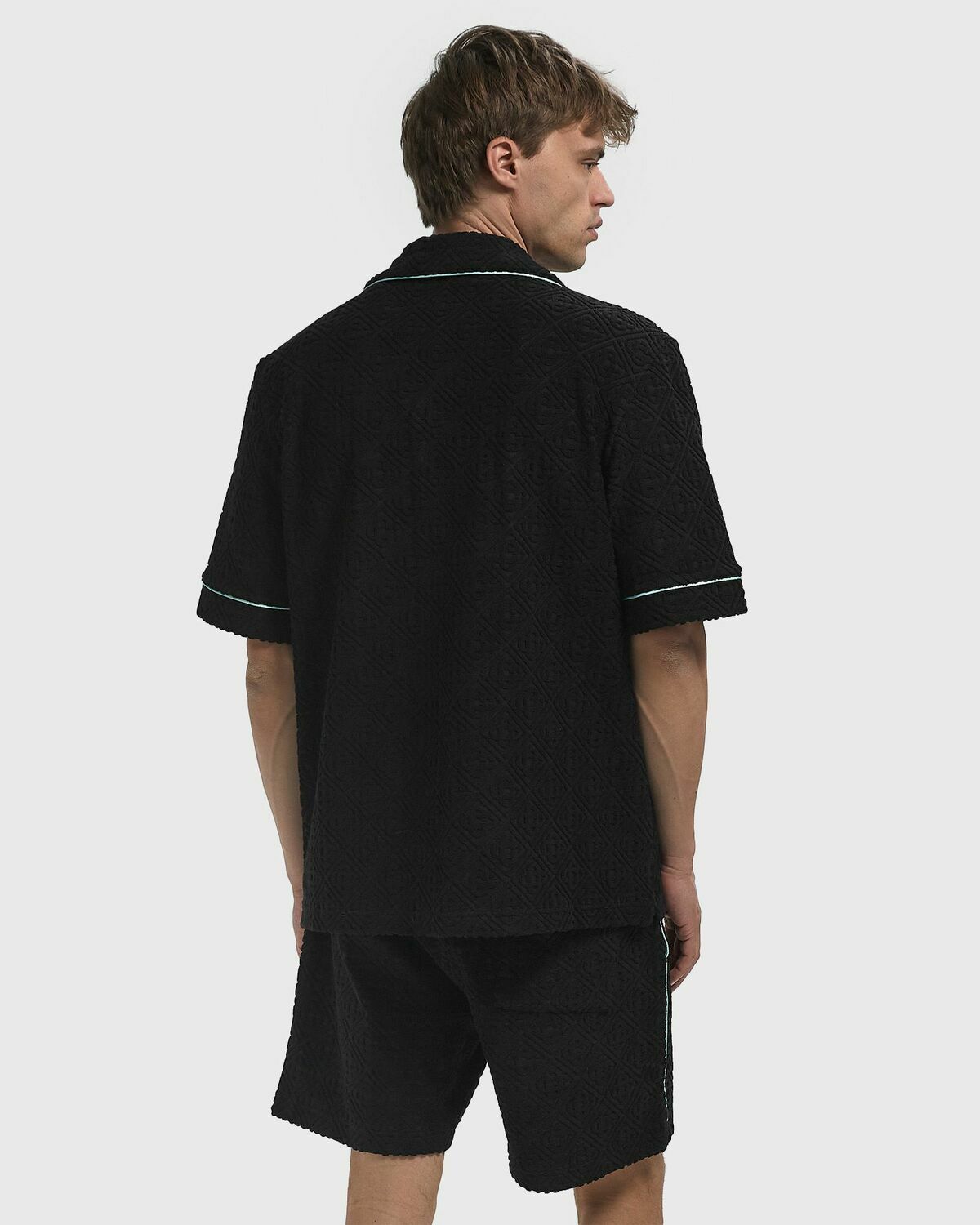 Casablanca MENS TOWELLING MONOGRAM SHIRT Black Mens Shortsleefe