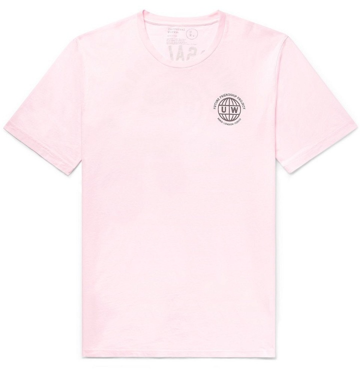 Photo: Universal Works - Logo-Print Cotton-Jersey T-Shirt - Pink