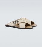 Dolce&Gabbana DG leather-trimmed canvas slides
