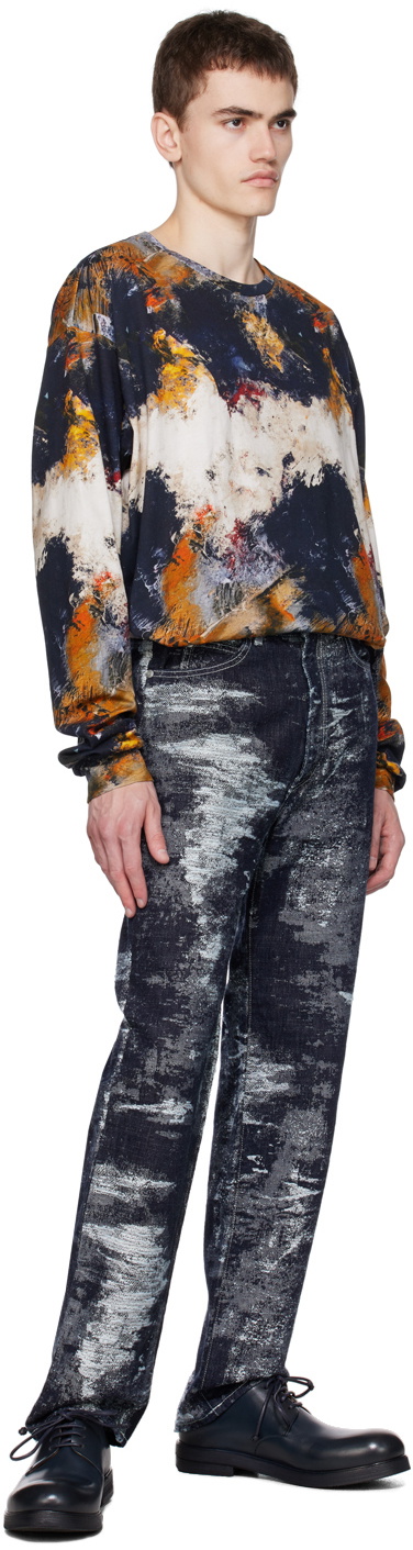 TAAKK Navy Jacquard Jeans