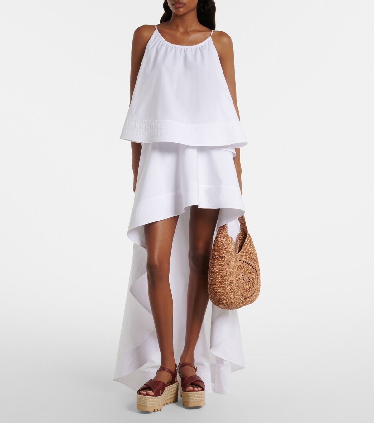 Stella McCartney Logo Small raffia shoulder bag