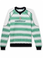 Casablanca - Logo-Embroidered Striped Cotton-Blend Sweatshirt - Green