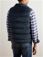 TOM FORD - Quilted Leather-Trimmed Suede Down Gilet - Blue