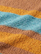 The Elder Statesman - Striped Cotton, Linen and Silk-Blend Sweater - Brown