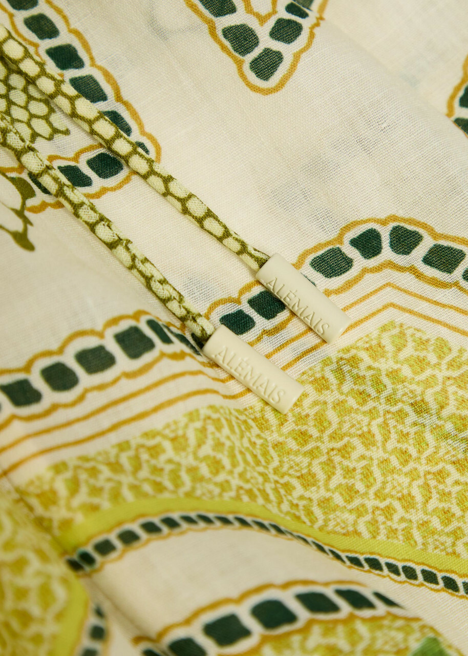 Alemais Dixie Printed Ramie Mini Dress Yellow