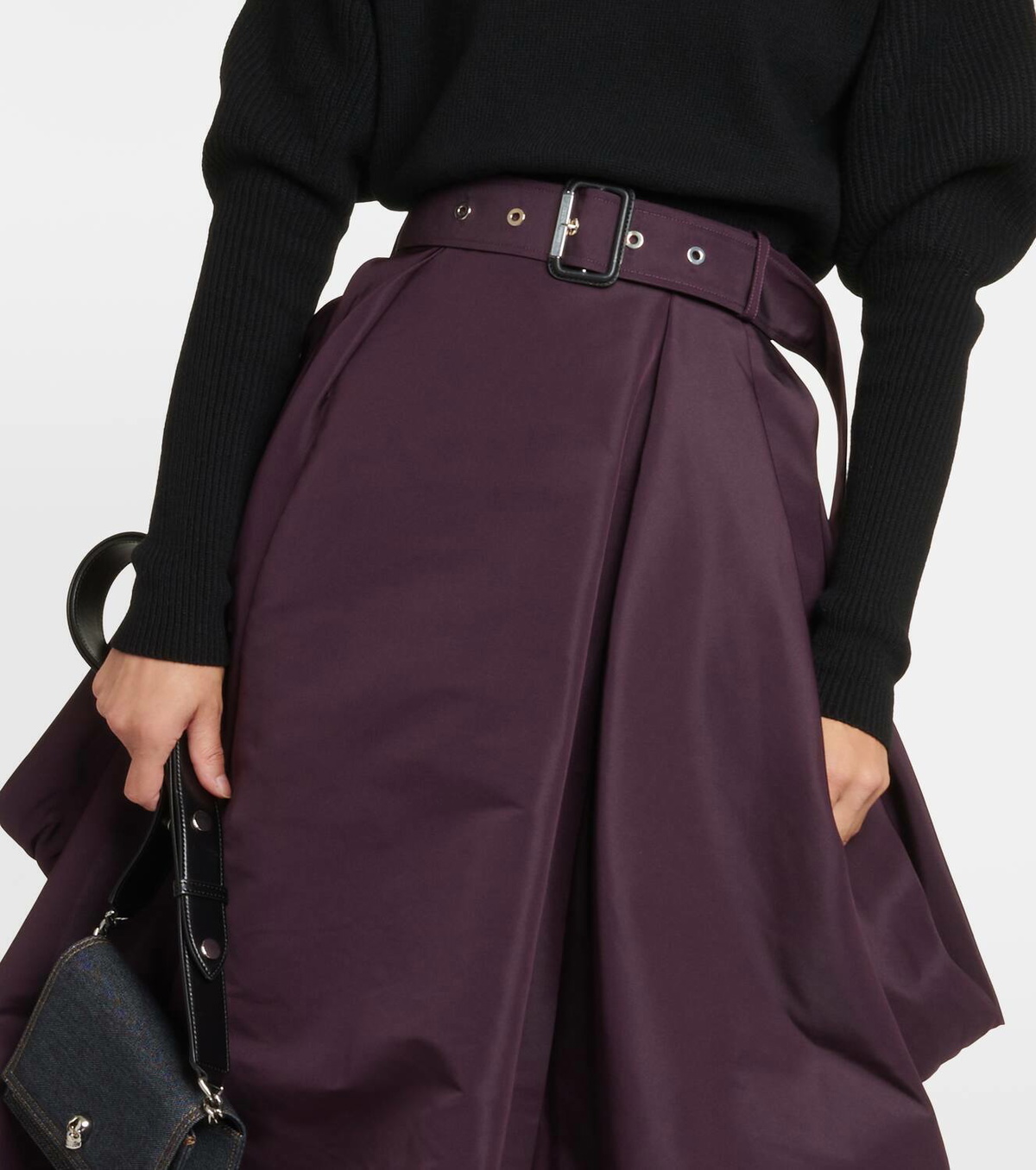 Alexander McQueen Draped faille midi skirt Alexander McQueen
