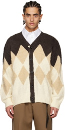 sacai Brown Argyle Cardigan