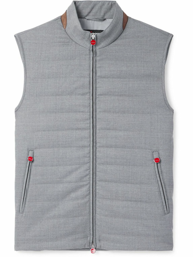 Photo: Kiton - Slim-Fit Suede-Trimmed Quilted Wool-Blend Gilet - Gray