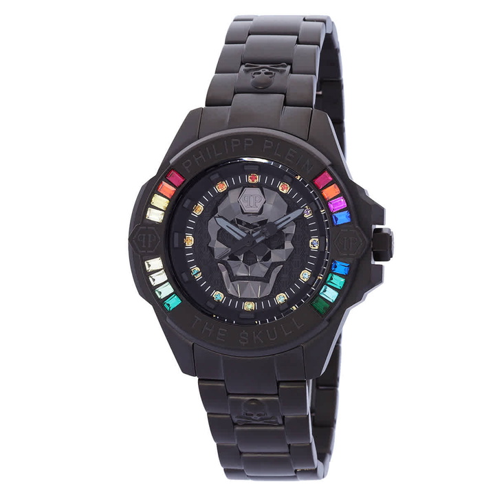 Photo: Philipp Plein The Skull Quartz Crystal Black Dial Unisex Watch PWNAA0522