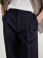 Altea - Orval Cotton and Linen-Blend Gabardine Trousers - Blue