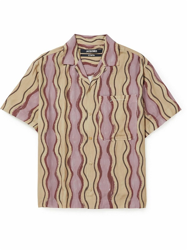 Photo: Jacquemus - Camp-Collar Logo-Embroidered Printed Voile Shirt - Brown