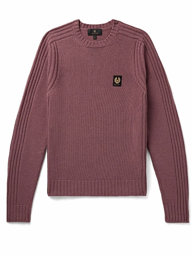 Photo: Belstaff - Slim-Fit Logo-Appliquéd Wool Sweater - Purple