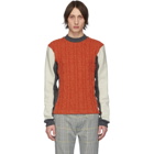 Daniel W. Fletcher Orange Woolmark Collection Panelled Cable Sweater