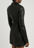 Aexae High-neck Leather Mini Dress Black