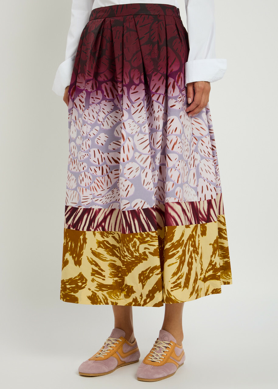 Dries Van Noten Soni Bis Printed Cotton-poplin Midi Skirt Dries Van Noten Soni Bis Printed Cotton-poplin Midi Skirt