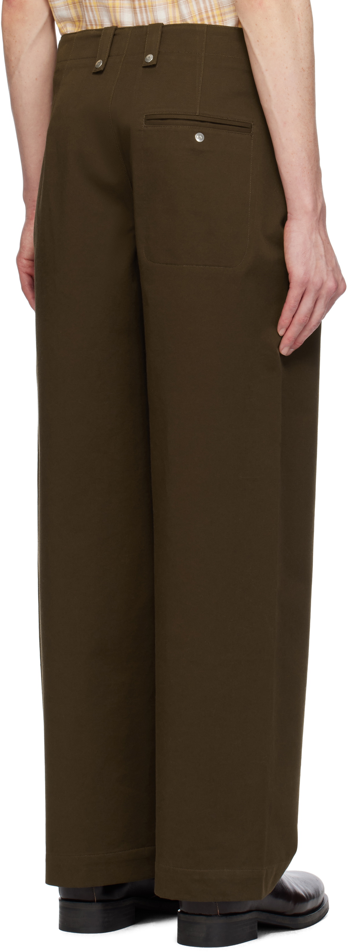 AFTER PRAY Brown Wide Chino Trousers