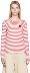 COMME des GARÇONS PLAY White & Pink Heart Patch Long Sleeve T-Shirt