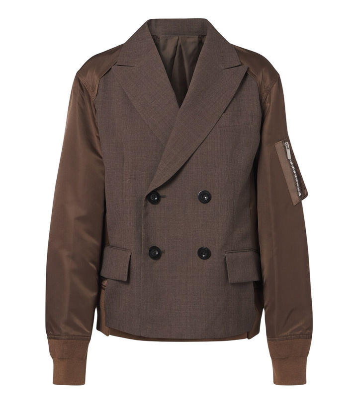 Photo: Sacai Double-breasted wool and technical jacket