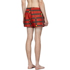 Versace Underwear Red Bondage Print Swim Shorts