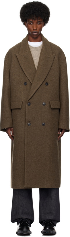 Photo: Lownn Taupe Wool Cashmere Double-Breasted Coat