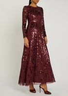 Needle & Thread Rosanna Sequin-embellished Tulle Gown Dark Red