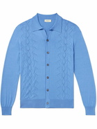 PIACENZA 1733 - Pointelle-Knit Silk and Cotton-Blend Cardigan - Blue