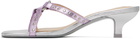 Sandy Liang Silver & Pink Spy Kitten Heeled Sandals