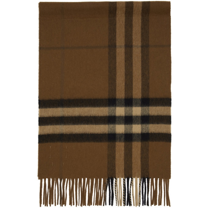 Photo: Burberry Brown Cashmere Giant Check Scarf