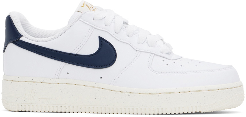 Nike White & Navy Air Force 1 '07 Next Nature Sneakers