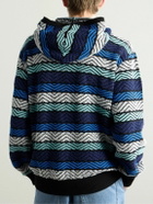Missoni - Striped Cotton-Blend Terry Jacquard Hoodie - Blue