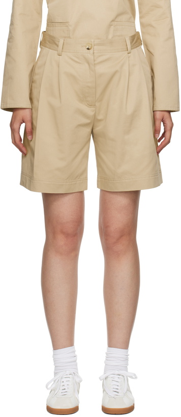 Photo: TOTEME Beige Pleated Shorts