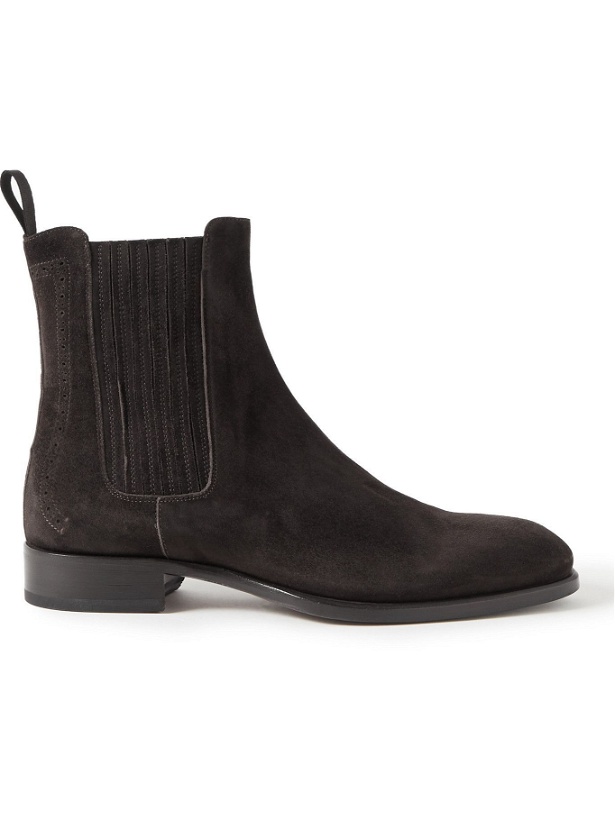 Photo: Brioni - Suede Chelsea Boots - Brown