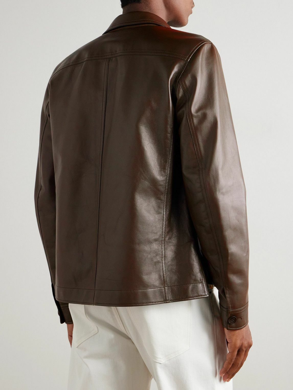 【関税＆送料込み】Tom Ford Dark Brown Leather Jacket TOM FORD - Leather Jacket - Brown TOM FORD