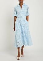 Simkhai Deanna Floral-appliquéd Lace Midi Shirt Dress Blue