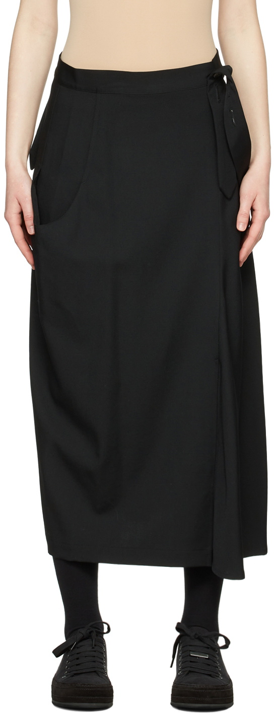 Regulation Yohji Yamamoto Black Wool Midi Skirt Regulation Yohji Yamamoto