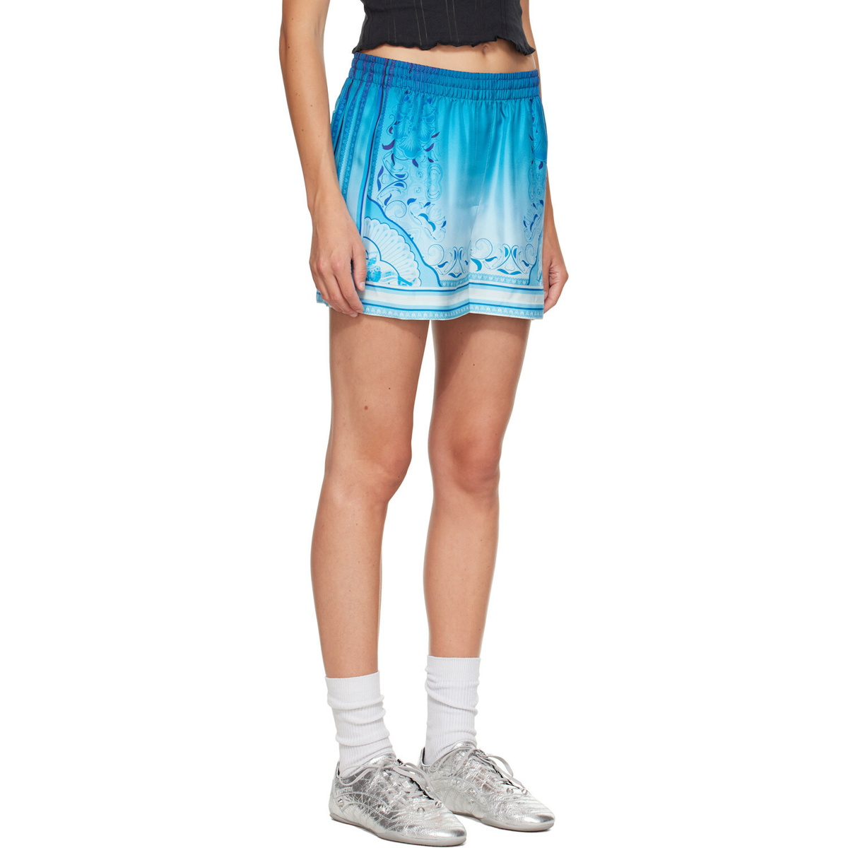 Casablanca Blue Gradient Egyptian Rug Silk Shorts