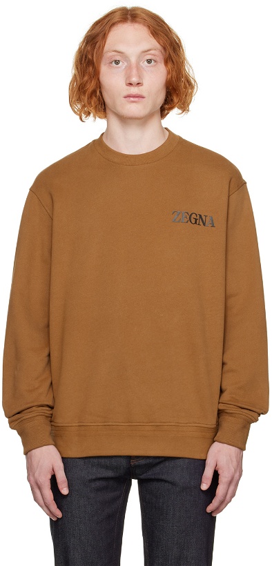 Photo: ZEGNA Brown Bonded Sweatshirt
