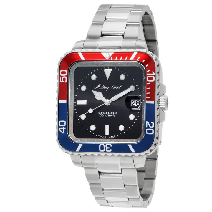 Photo: Mathey-Tissot Mathy Vintage Square Quartz Black Dial Mens Watch H902QAR
