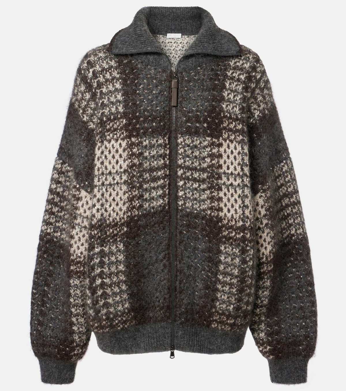Brunello Cucinelli Checked sequined cardigan