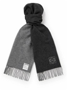 LOEWE - Fringed Logo-Embroidered Two-Tone Wool and Cashmere-Blend Scarf