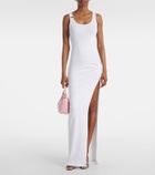 Versace Safety Pin draped cotton-blend maxi dress